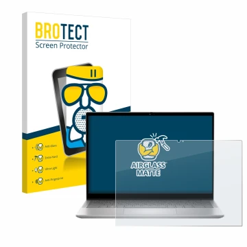 Parte frontale di una confezione del prodotto con il logo del marchio BROTECT. Accanto è raffigurato il dispositivo Dell Inspi