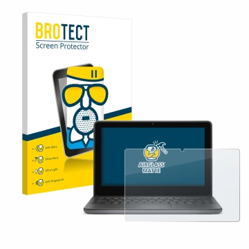 Parte frontale di una confezione del prodotto con il logo del marchio BROTECT. Accanto è raffigurato il dispositivo Dell Latit