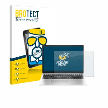 Parte frontale di una confezione del prodotto con il logo del marchio BROTECT. Accanto è raffigurato il dispositivo HP EliteBo