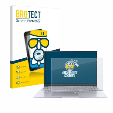 Parte frontale di una confezione del prodotto con il logo del marchio BROTECT. Accanto è raffigurato il dispositivo ASUS Vivob
