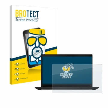 Parte frontale di una confezione del prodotto con il logo del marchio BROTECT. Accanto è raffigurato il dispositivo Lenovo Thi