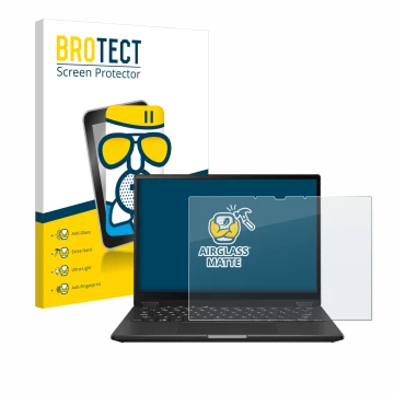 Parte frontale di una confezione del prodotto con il logo del marchio BROTECT. Accanto è raffigurato il dispositivo ASUS ROG F