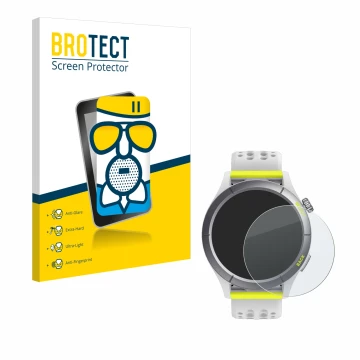 Parte frontale di una confezione del prodotto con il logo del marchio BROTECT. Accanto è raffigurato il dispositivo Huami Amaz