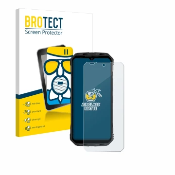 Parte frontale di una confezione del prodotto con il logo del marchio BROTECT. Accanto è raffigurato il dispositivo Doogee V30