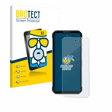 Parte frontale di una confezione del prodotto con il logo del marchio BROTECT. Accanto è raffigurato il dispositivo Oukitel WP