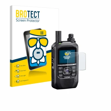 Parte frontale di una confezione del prodotto con il logo del marchio BROTECT. Accanto è raffigurato il dispositivo Icom ID-50