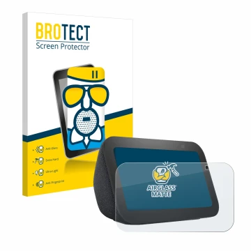 Parte frontale di una confezione del prodotto con il logo del marchio BROTECT. Accanto è raffigurato il dispositivo Amazon Ech