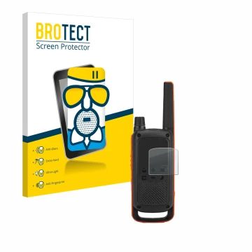 Parte frontale di una confezione del prodotto con il logo del marchio BROTECT. Accanto è raffigurato il dispositivo Motorola T