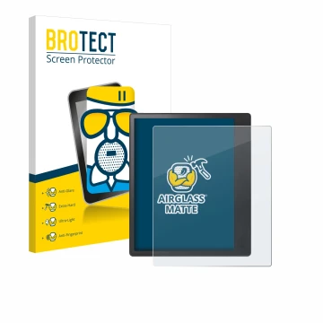 Parte frontale di una confezione del prodotto con il logo del marchio BROTECT. Accanto è raffigurato il dispositivo Kobo Elips