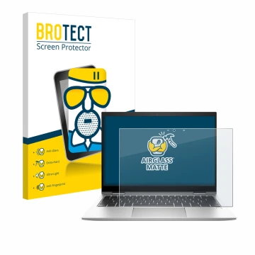 Parte frontale di una confezione del prodotto con il logo del marchio BROTECT. Accanto è raffigurato il dispositivo HP EliteBo