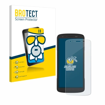 Parte frontale di una confezione del prodotto con il logo del marchio BROTECT. Accanto è raffigurato il dispositivo Zebra TC27