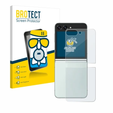 Parte frontale di una confezione del prodotto con il logo del marchio BROTECT. Accanto è raffigurato il dispositivo Samsung Ga