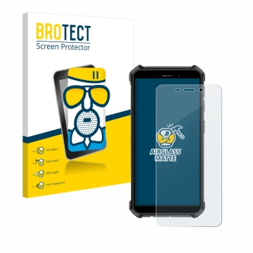 Parte frontale di una confezione del prodotto con il logo del marchio BROTECT. Accanto è raffigurato il dispositivo Ulefone Ar