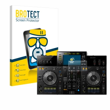Parte frontale di una confezione del prodotto con il logo del marchio BROTECT. Accanto è raffigurato il dispositivo Pioneer XD