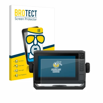 Parte frontale di una confezione del prodotto con il logo del marchio BROTECT. Accanto è raffigurato il dispositivo Garmin ECH