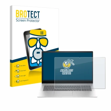 Parte frontale di una confezione del prodotto con il logo del marchio BROTECT. Accanto è raffigurato il dispositivo HP Envy 17