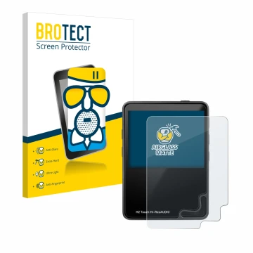 Parte frontale di una confezione del prodotto con il logo del marchio BROTECT. Accanto è raffigurato il dispositivo HifiWalker