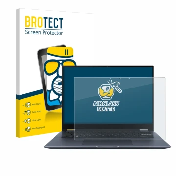 Parte frontale di una confezione del prodotto con il logo del marchio BROTECT. Accanto è raffigurato il dispositivo ASUS Vivob