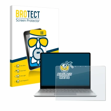 Parte frontale di una confezione del prodotto con il logo del marchio BROTECT. Accanto è raffigurato il dispositivo Microsoft 