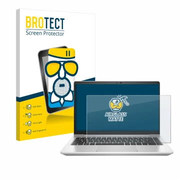 Parte frontale di una confezione del prodotto con il logo del marchio BROTECT. Accanto è raffigurato il dispositivo HP EliteBo