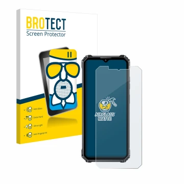 Parte frontale di una confezione del prodotto con il logo del marchio BROTECT. Accanto è raffigurato il dispositivo Oukitel WP