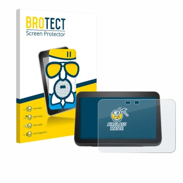 Parte frontale di una confezione del prodotto con il logo del marchio BROTECT. Accanto è raffigurato il dispositivo Amazon Ech