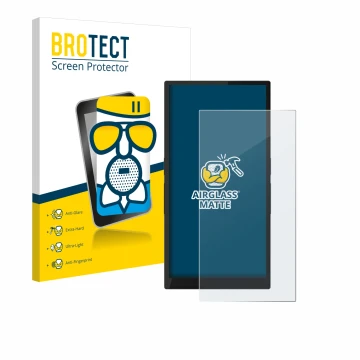 Parte frontale di una confezione del prodotto con il logo del marchio BROTECT. Accanto è raffigurato il dispositivo Hiby R6 Pr