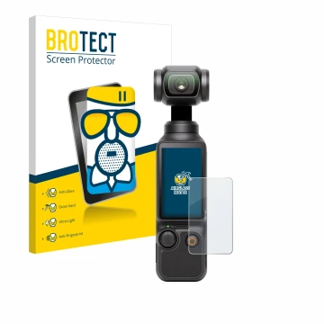 Parte frontale di una confezione del prodotto con il logo del marchio BROTECT. Accanto è raffigurato il dispositivo DJI Osmo P