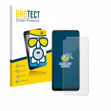 Parte frontale di una confezione del prodotto con il logo del marchio BROTECT. Accanto è raffigurato il dispositivo Oppo Reno 