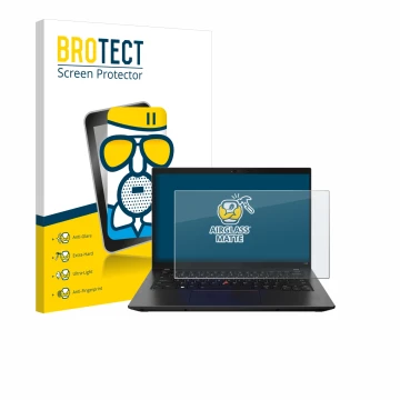 Parte frontale di una confezione del prodotto con il logo del marchio BROTECT. Accanto è raffigurato il dispositivo Lenovo Thi