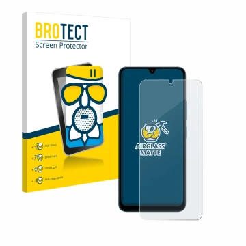 Parte frontale di una confezione del prodotto con il logo del marchio BROTECT. Accanto è raffigurato il dispositivo Xiaomi Red