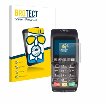 Parte frontale di una confezione del prodotto con il logo del marchio BROTECT. Accanto è raffigurato il dispositivo ingenico D