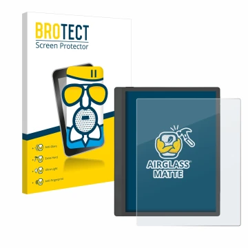 Parte frontale di una confezione del prodotto con il logo del marchio BROTECT. Accanto è raffigurato il dispositivo Boox Tab U