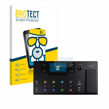 Parte frontale di una confezione del prodotto con il logo del marchio BROTECT. Accanto è raffigurato il dispositivo Line 6 Hel