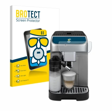 Parte frontale di una confezione del prodotto con il logo del marchio BROTECT. Accanto è raffigurato il dispositivo DeLonghi M