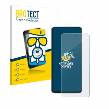 Parte frontale di una confezione del prodotto con il logo del marchio BROTECT. Accanto è raffigurato il dispositivo Xiaomi Poc