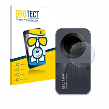 Parte frontale di una confezione del prodotto con il logo del marchio BROTECT. Accanto è raffigurato il dispositivo Xiaomi Red