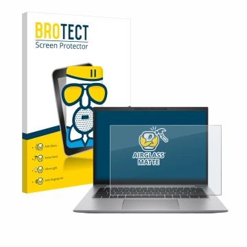 Parte frontale di una confezione del prodotto con il logo del marchio BROTECT. Accanto è raffigurato il dispositivo HP Zbook F