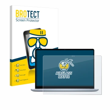 Parte frontale di una confezione del prodotto con il logo del marchio BROTECT. Accanto è raffigurato il dispositivo Dell Inspi