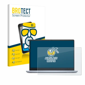 Parte frontale di una confezione del prodotto con il logo del marchio BROTECT. Accanto è raffigurato il dispositivo Dell Inspi