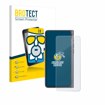 Parte frontale di una confezione del prodotto con il logo del marchio BROTECT. Accanto è raffigurato il dispositivo Timekettle