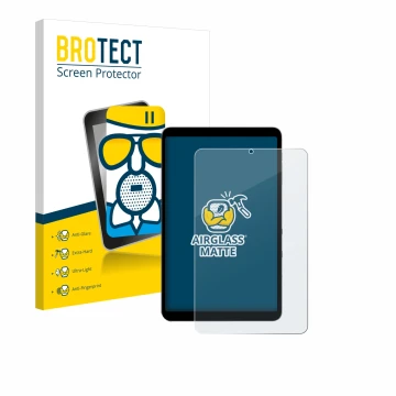 Parte frontale di una confezione del prodotto con il logo del marchio BROTECT. Accanto è raffigurato il dispositivo Alldocube 