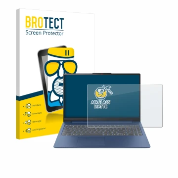 Parte frontale di una confezione del prodotto con il logo del marchio BROTECT. Accanto è raffigurato il dispositivo Lenovo Ide