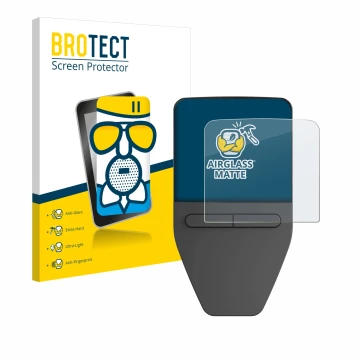 Parte frontale di una confezione del prodotto con il logo del marchio BROTECT. Accanto è raffigurato il dispositivo Trezor Saf