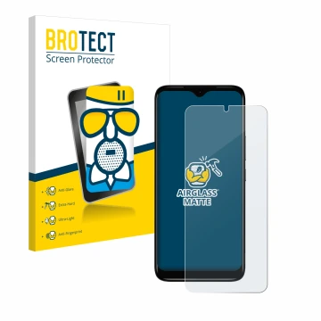 Parte frontale di una confezione del prodotto con il logo del marchio BROTECT. Accanto è raffigurato il dispositivo Nokia C12 