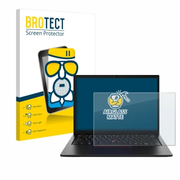 Parte frontale di una confezione del prodotto con il logo del marchio BROTECT. Accanto è raffigurato il dispositivo Lenovo Thi