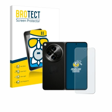 Parte frontale di una confezione del prodotto con il logo del marchio BROTECT. Accanto è raffigurato il dispositivo OnePlus Op