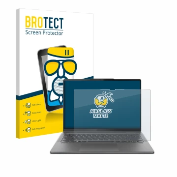 Parte frontale di una confezione del prodotto con il logo del marchio BROTECT. Accanto è raffigurato il dispositivo Lenovo Yog