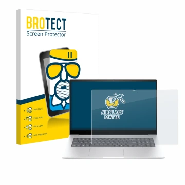 Parte frontale di una confezione del prodotto con il logo del marchio BROTECT. Accanto è raffigurato il dispositivo HP Envy 17