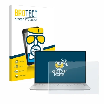 Parte frontale di una confezione del prodotto con il logo del marchio BROTECT. Accanto è raffigurato il dispositivo Dell XPS 1